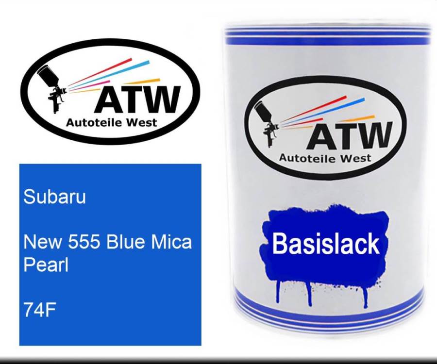 Subaru, New 555 Blue Mica Pearl, 74F: 500ml Lackdose, von ATW Autoteile West.